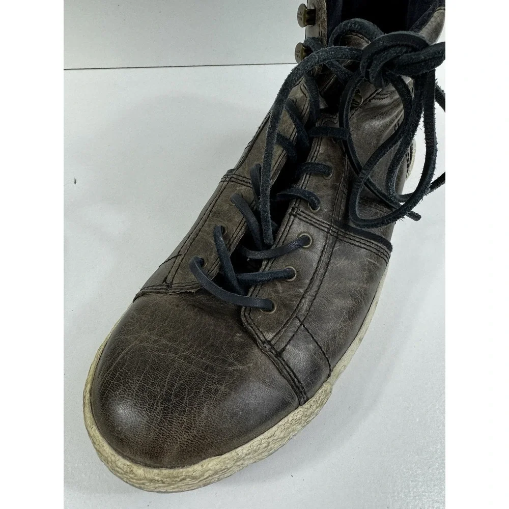 Men Frye Brown Mid Shoe Mens Size 8 Boots Bedford Hi Top Leather Sneakers
